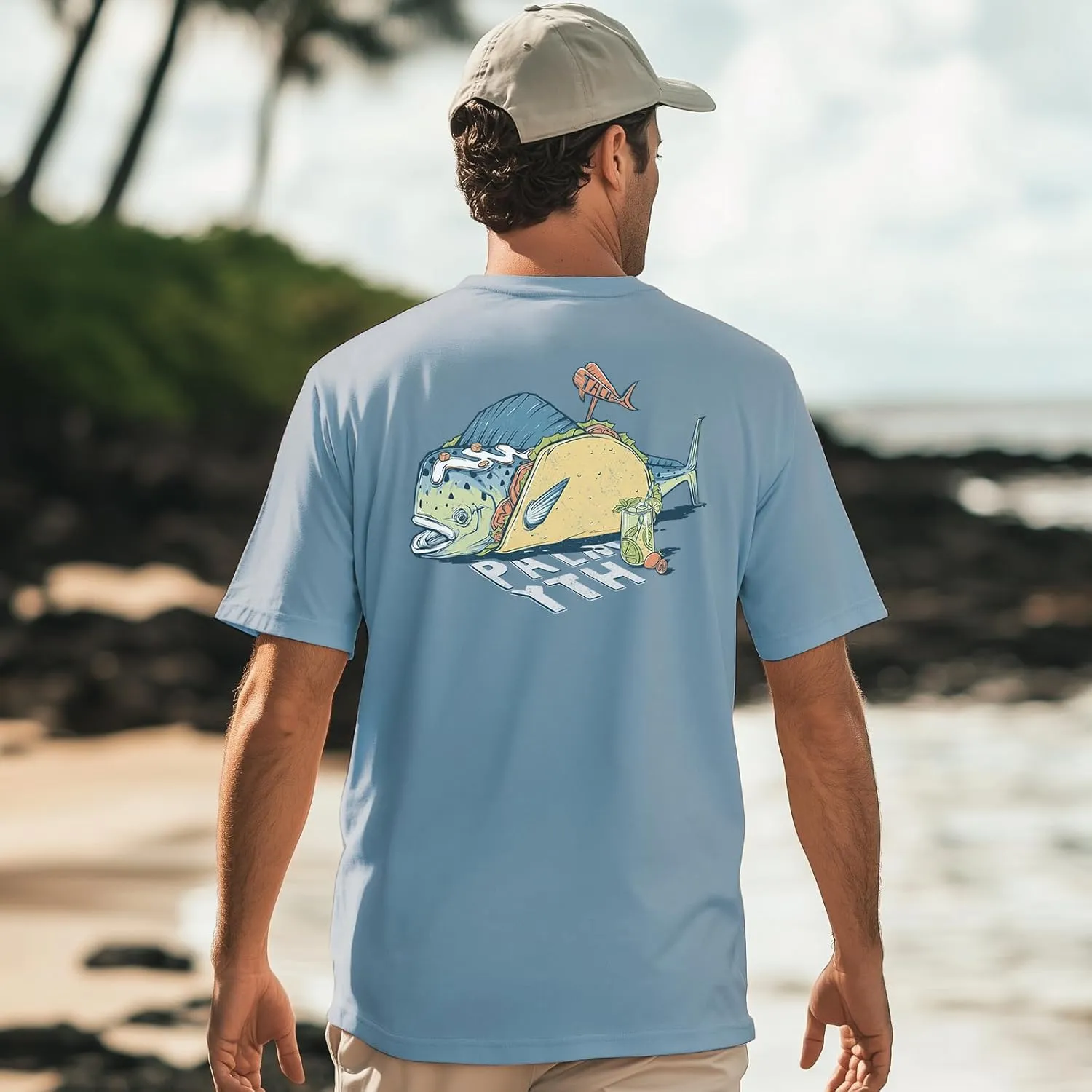 Palmyth Mens Fishing Shirts Short Sleeve UPF 50  T-Shirt UV Sun Protection SPF Tee Quick Dry