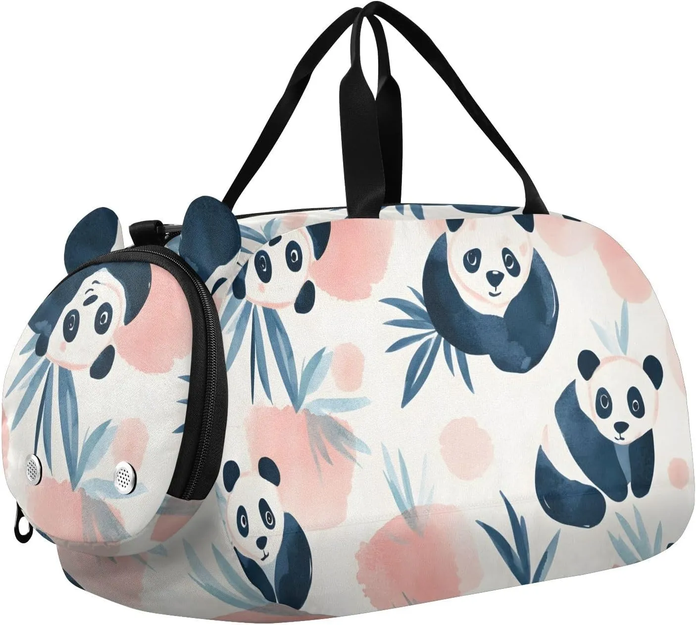 Panda Motif Youth Sports Duffel Bag with Ventilated Shoe Compartment|All-Season Lightweight Travel Gym Bag for Girls & Boys|Water-Resistant Gear Bag