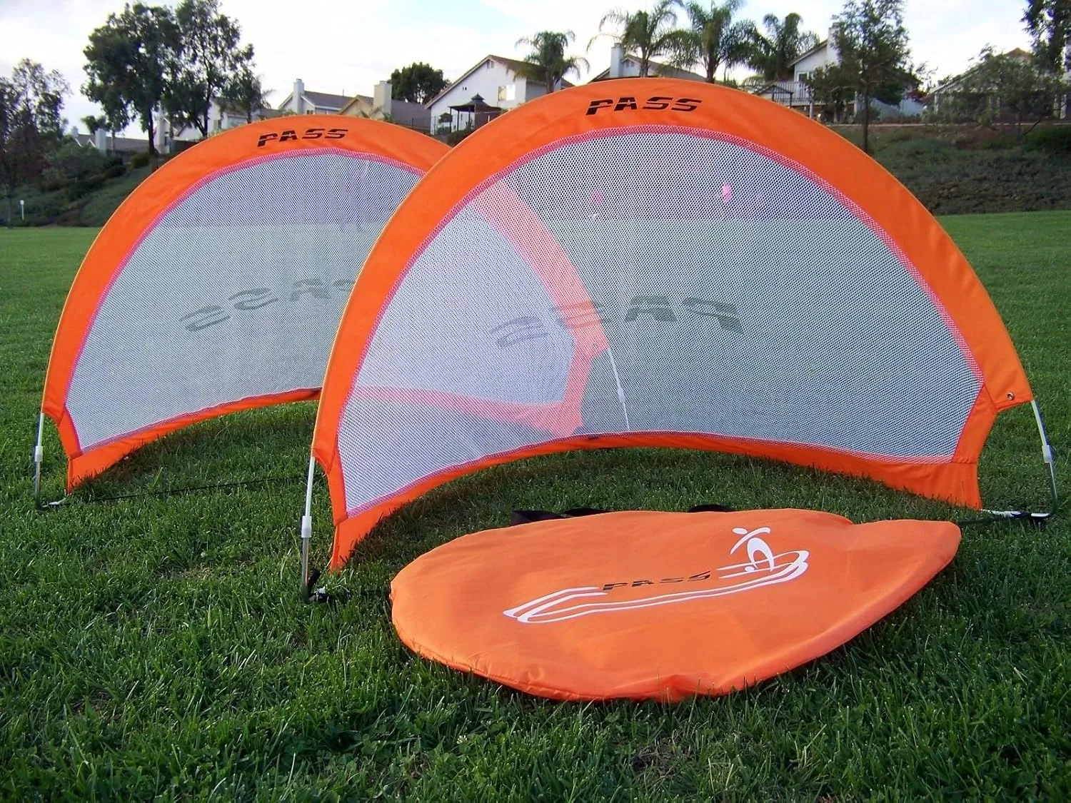 PASS Footer Pop up/Fold-able & Portable Soccer Football Nets. (Pair). Comes with Carry Case, One Year Warranty.