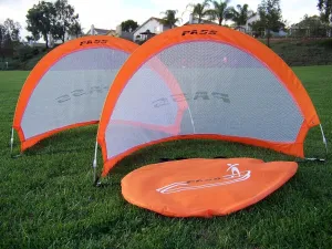 PASS Footer Pop up/Fold-able & Portable Soccer Football Nets. (Pair). Comes with Carry Case, One Year Warranty.