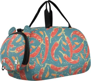 Peppers Rustic Retro Duffel Bag with Shoes Compartment Lightweight Weekender Overnight Dance Bag for School Practice, Sports, Travel