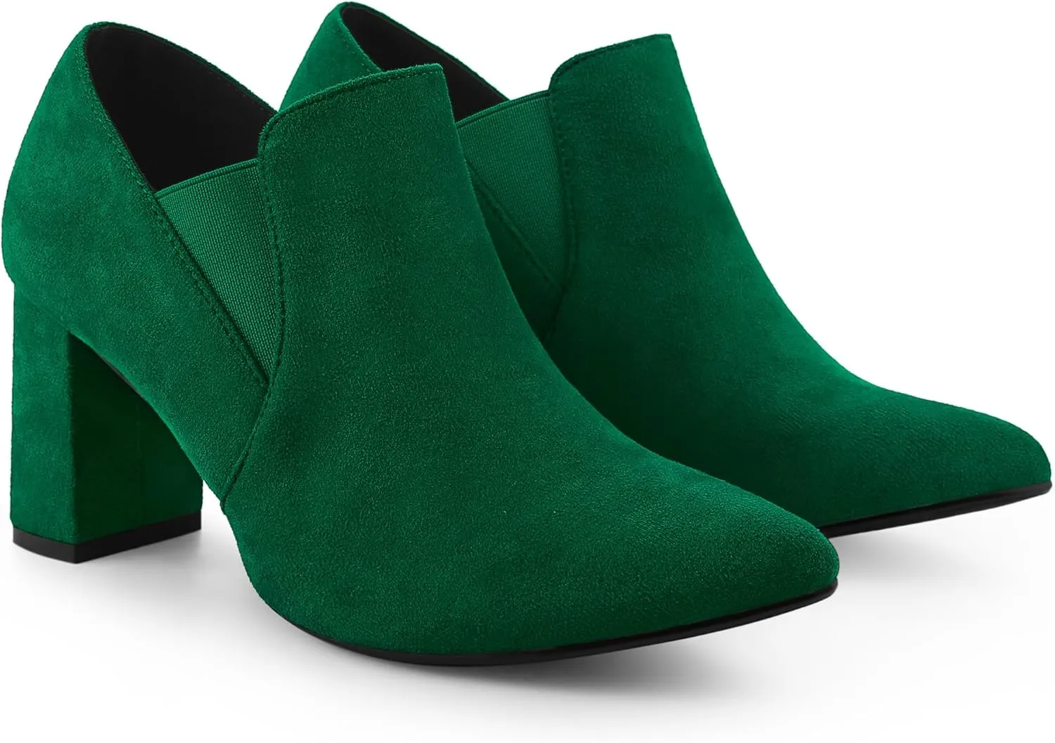 Perphy Pointy Toe Slip on Chunky Heels Chelsea Ankle Booties for Women