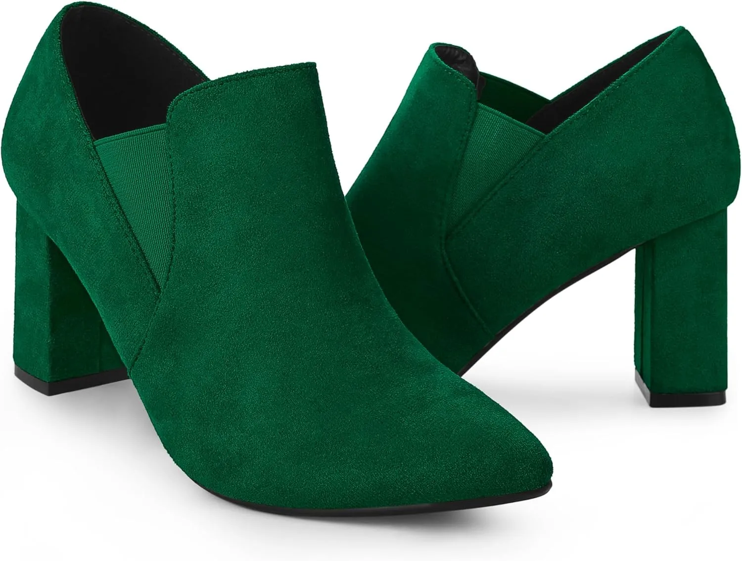 Perphy Pointy Toe Slip on Chunky Heels Chelsea Ankle Booties for Women