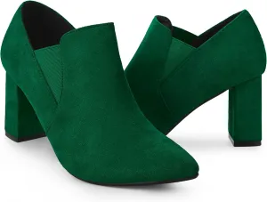 Perphy Pointy Toe Slip on Chunky Heels Chelsea Ankle Booties for Women