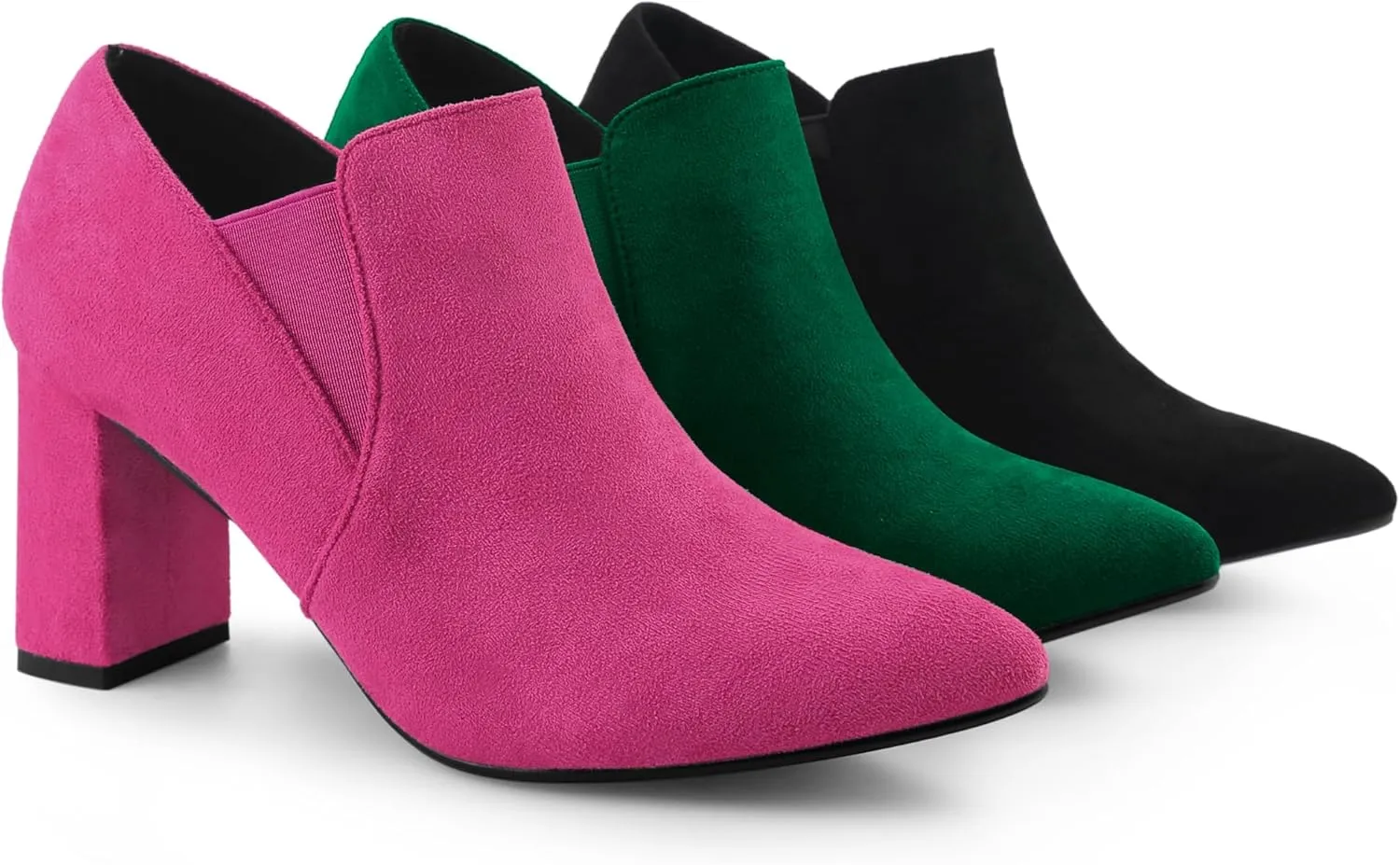 Perphy Pointy Toe Slip on Chunky Heels Chelsea Ankle Booties for Women