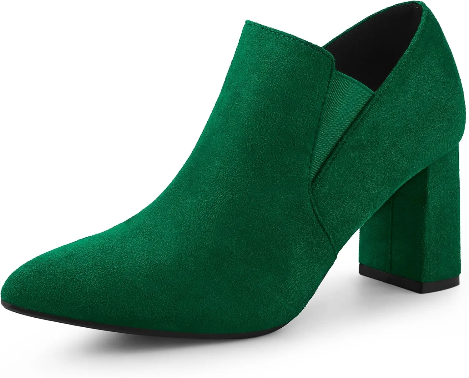 Perphy Pointy Toe Slip on Chunky Heels Chelsea Ankle Booties for Women