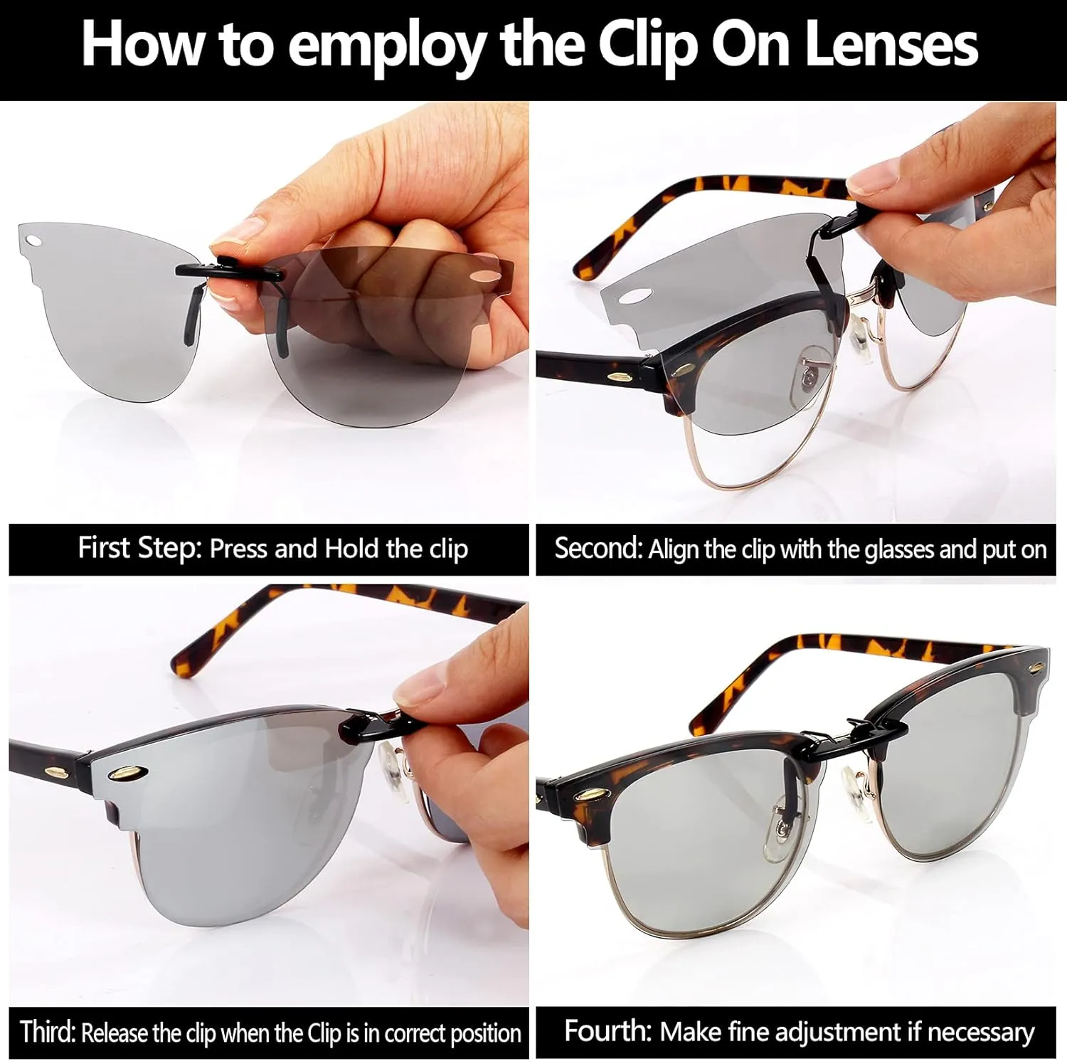 Polarized CLIP-ON Sunglasses for Ray-Ban Clubmaster RB3016 (RX3016) 51X21