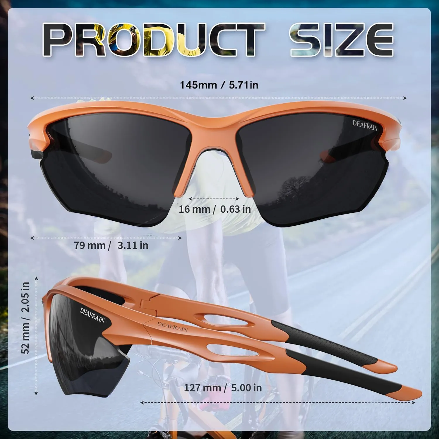 Polarized Sports Sunglasses for Men Women Cycling Running Fishing Glasses TR90 Unbreakable Frame UV Protection