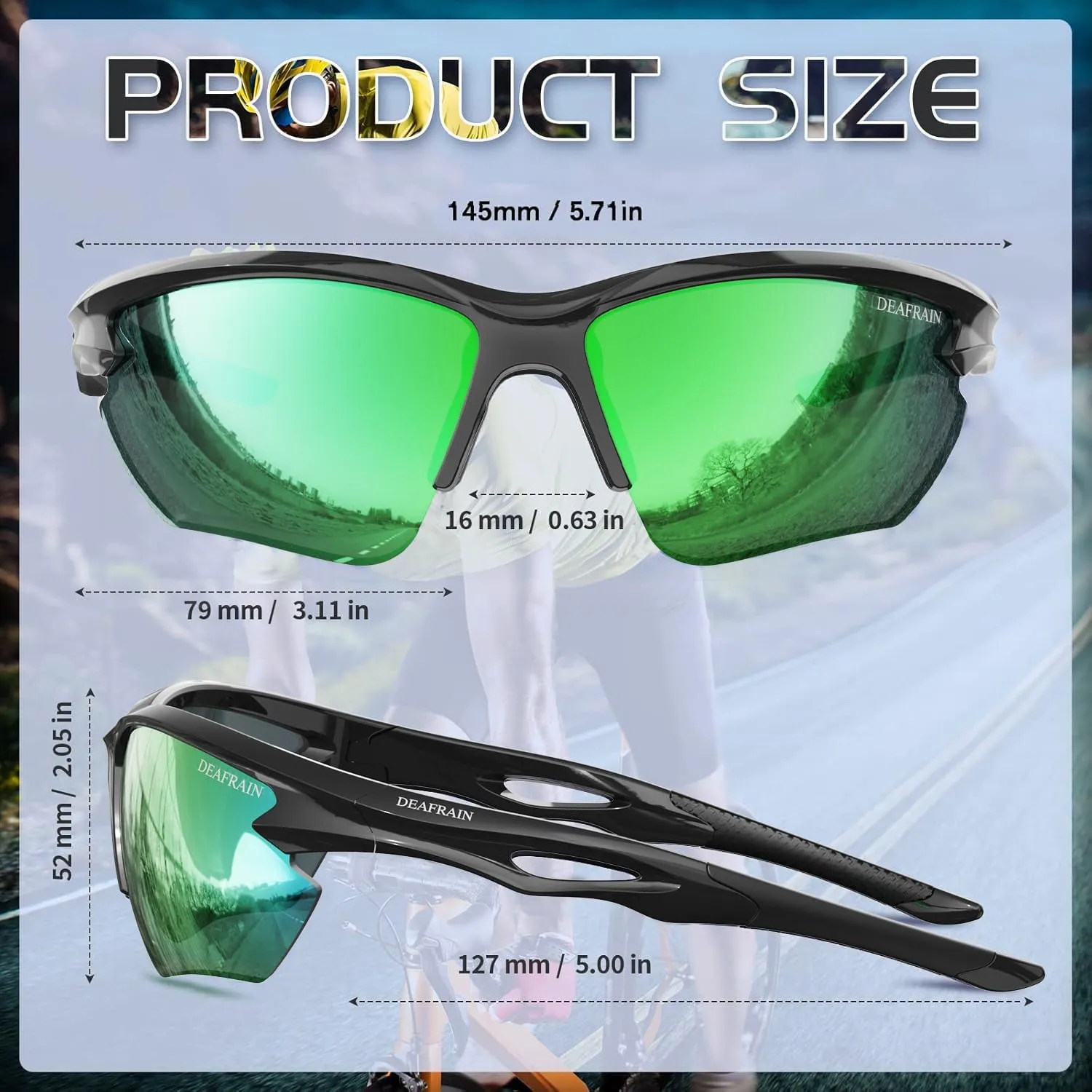 Polarized Sports Sunglasses for Men Women Cycling Running Fishing Glasses TR90 Unbreakable Frame UV Protection