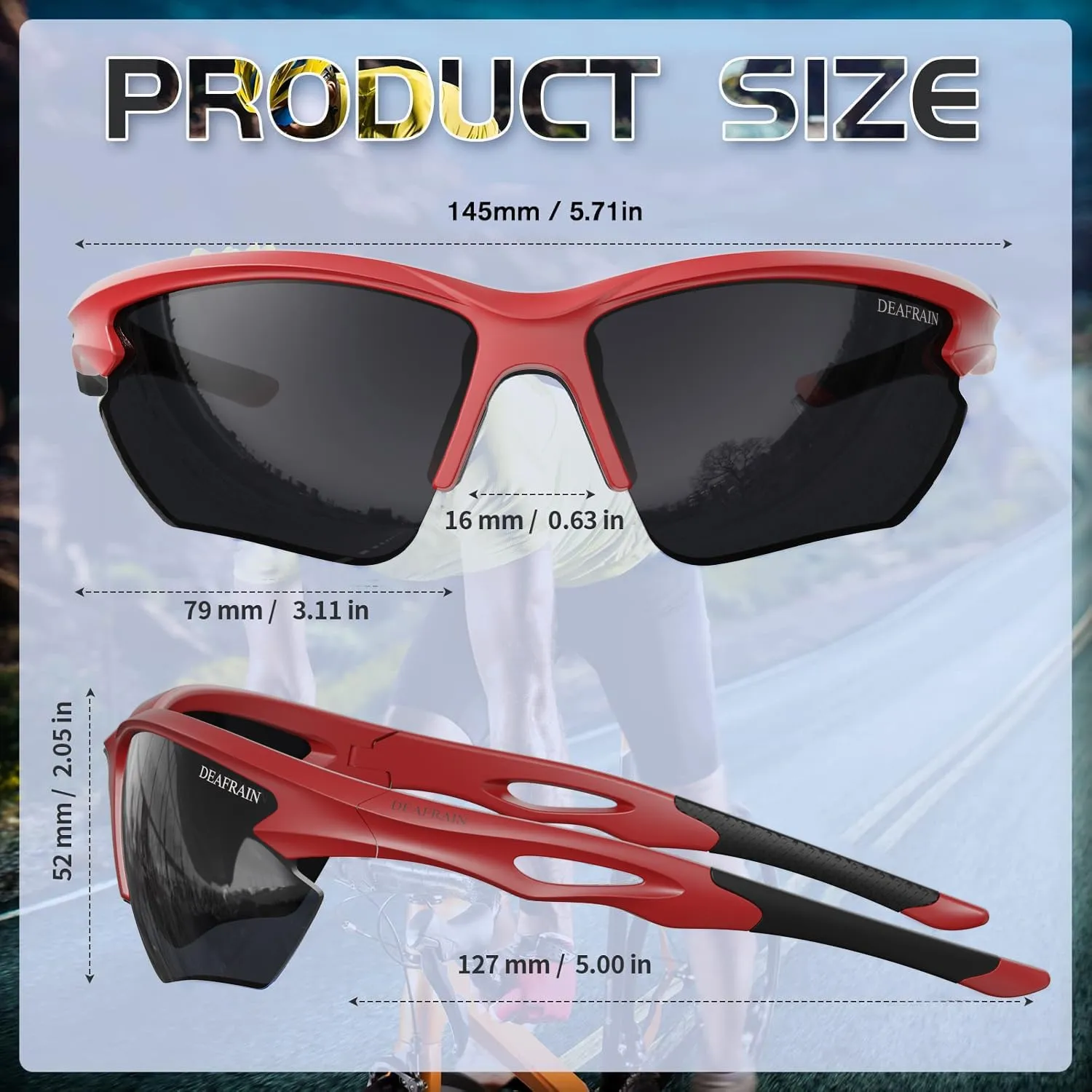 Polarized Sports Sunglasses for Men Women Cycling Running Fishing Glasses TR90 Unbreakable Frame UV Protection
