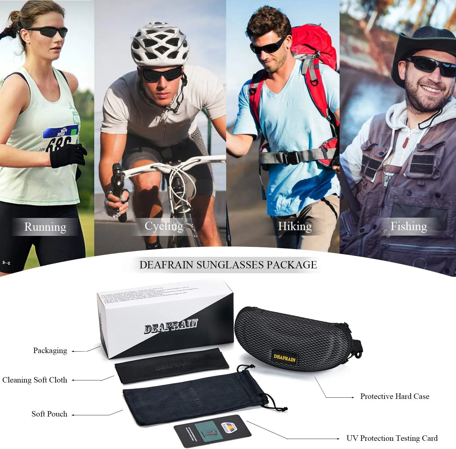 Polarized Sports Sunglasses for Men Women Cycling Running Fishing Glasses TR90 Unbreakable Frame UV Protection