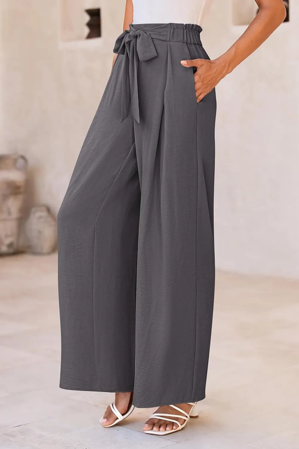 PRETTYGARDEN Women's Wide Leg Work Pants Business Casual High Waisted Loose Palazzo Trouser Summer Clothes