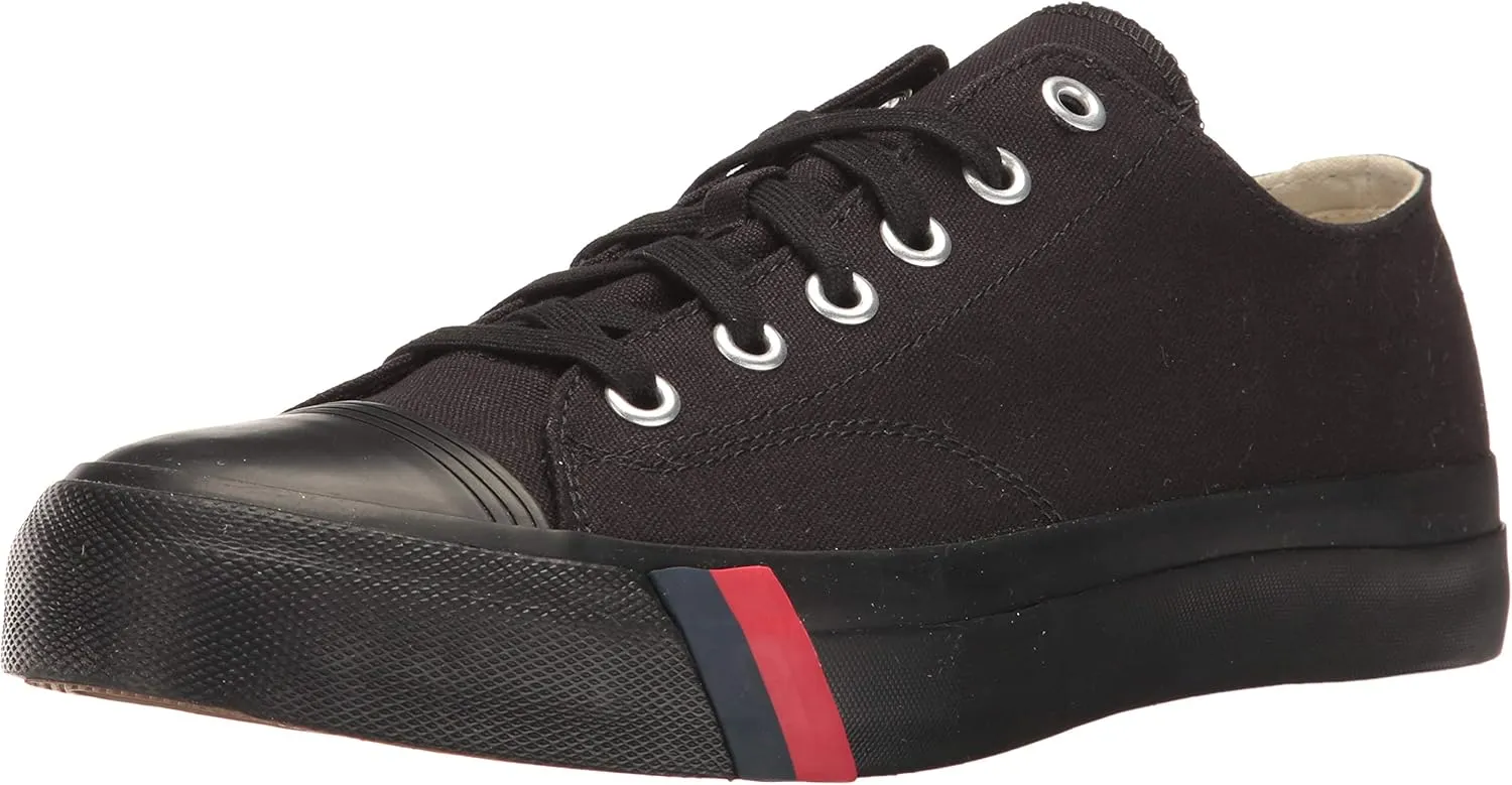 PRO-Keds Men's Royal Lo Lace Up Fashion Sneaker, Black/Black Canvas, 5.5