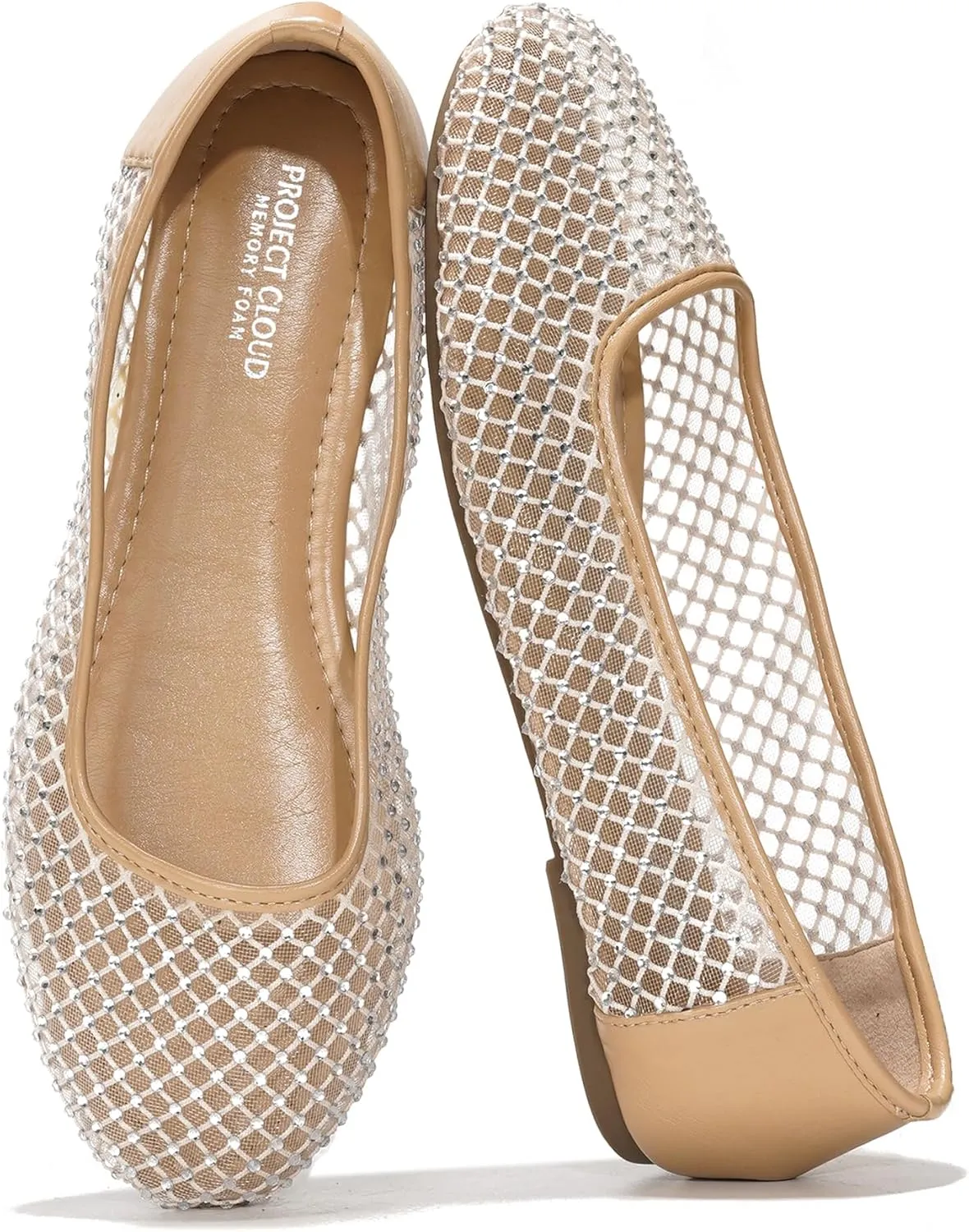 Project Cloud Mesh Womens Flats - Memory Foam Ballet Flats Shoes for Women - Non Slip Ballerina Womens Sneakers - Trendy Slip on Flat Shoes for Women (Ruthie)