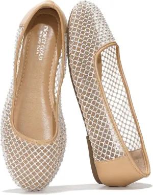 Project Cloud Mesh Womens Flats - Memory Foam Ballet Flats Shoes for Women - Non Slip Ballerina Womens Sneakers - Trendy Slip on Flat Shoes for Women (Ruthie)