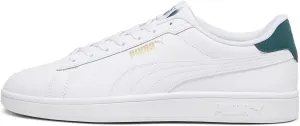 PUMA Mens Smash 3.0 Leather Sneaker, PUMA Mens White-Malachite-PUMA Mens Gold, 13