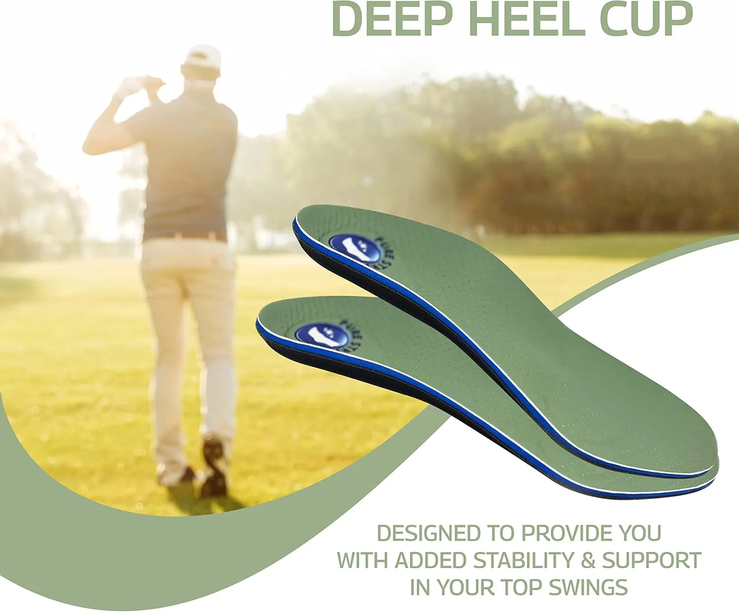 Pure Stride Golf Orthotics - Full Length Shoe Insert for Golfers with Arch Heel and Metatarsals Support - Pain Relief for Plantar Fasciitis Heel Spurs and Metatarsalgia (Golf, M9-9.5/W11-11.5)
