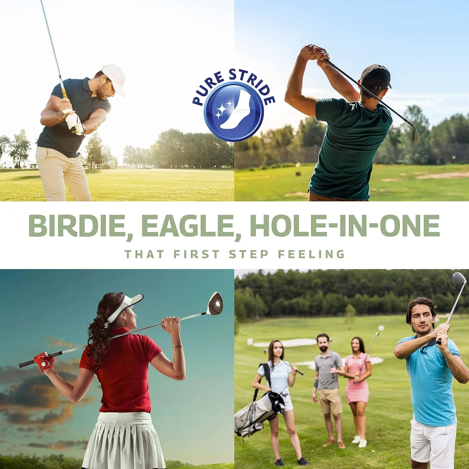 Pure Stride Golf Orthotics - Full Length Shoe Insert for Golfers with Arch Heel and Metatarsals Support - Pain Relief for Plantar Fasciitis Heel Spurs and Metatarsalgia (Golf, M9-9.5/W11-11.5)