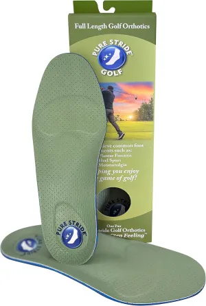 Pure Stride Golf Orthotics - Full Length Shoe Insert for Golfers with Arch Heel and Metatarsals Support - Pain Relief for Plantar Fasciitis Heel Spurs and Metatarsalgia (Golf, M9-9.5/W11-11.5)