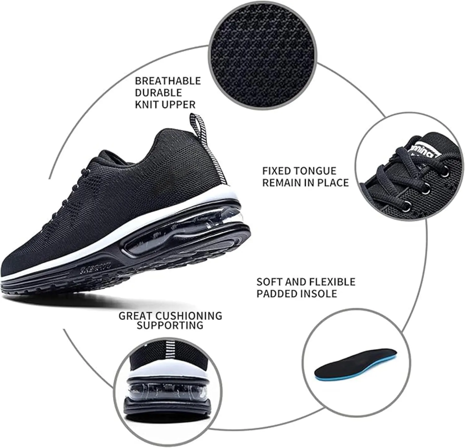 QAUPPE Mens Running Shoes Athletic Trail Tennis Sneaker (US7-12.5 D(M)