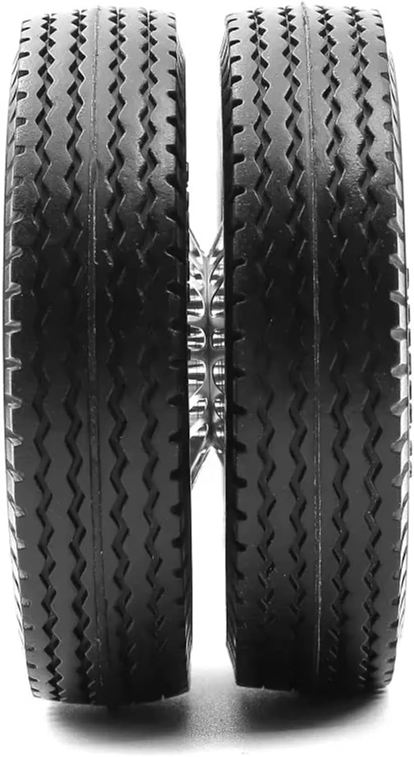 Rc Car Wheel Rim Tire Compatible with Tamiya 1/14 RC Trailer Tractor Truck Car Parts Metal Rear Wheel Hub Rims with 22mm/25mm Width Rubber Tires(Rear)
