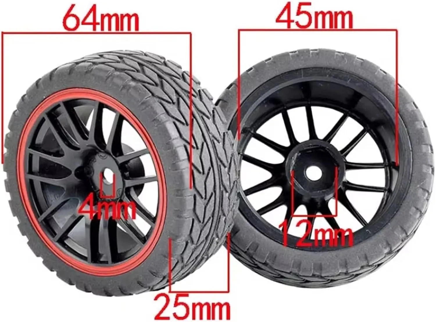 RC Tyre Set for HSP for Tamiya for HPI for Kyosho for Sakura 94122 94123 for D3 4 for CS for Tt02 9068 4pc 1/10 Car Tires 26 * 64MM Wheel Rubber Tyre(B)