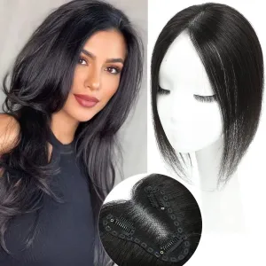 Real Human Hair Toppers for Women - No Bangs, Premium Remy Hair, Lace Base, 12inch