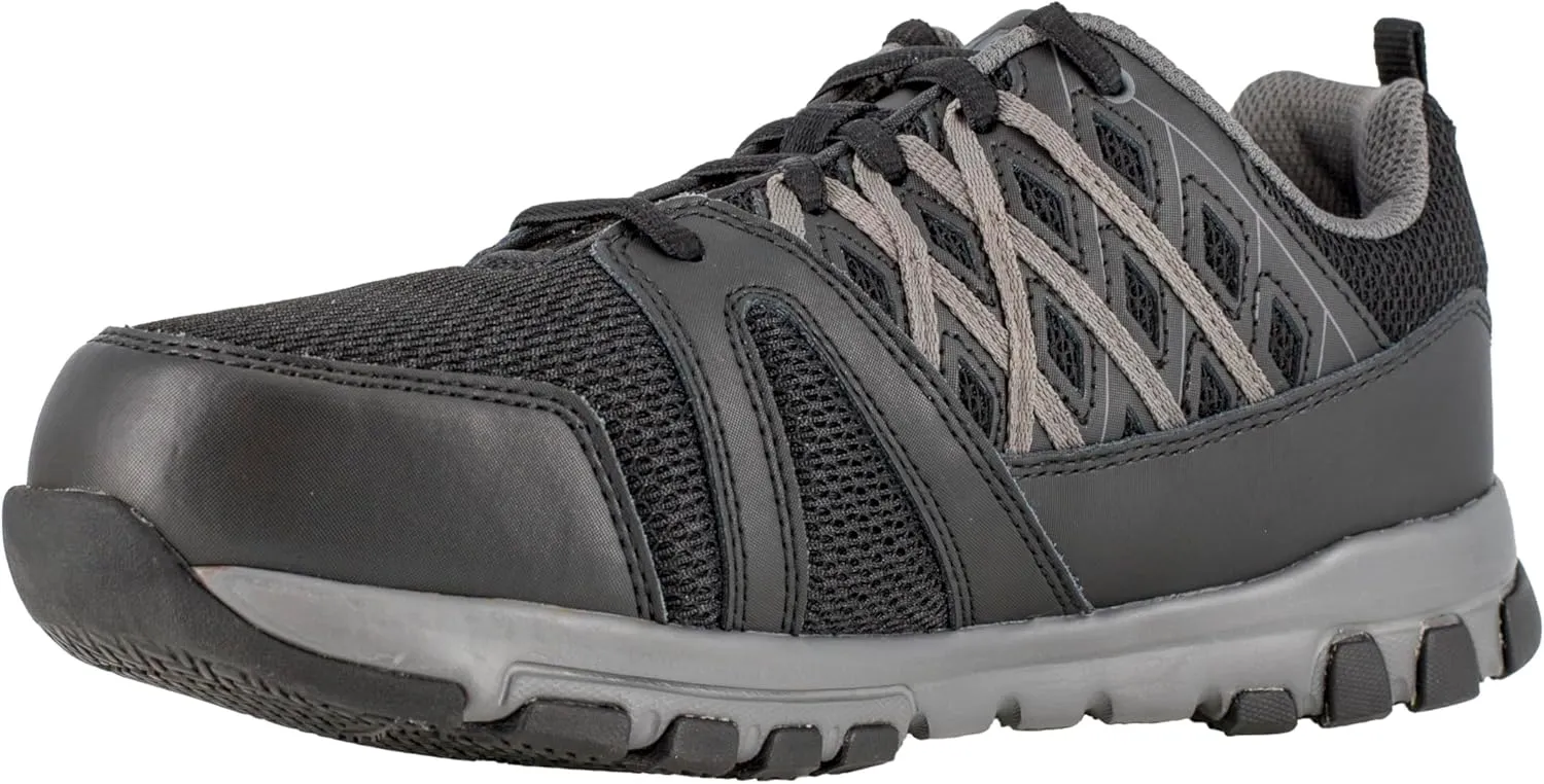 Reebok Men's Rb4016 Sublite Steel Toe Athletic Work Shoe Black with Grey Trim Safety