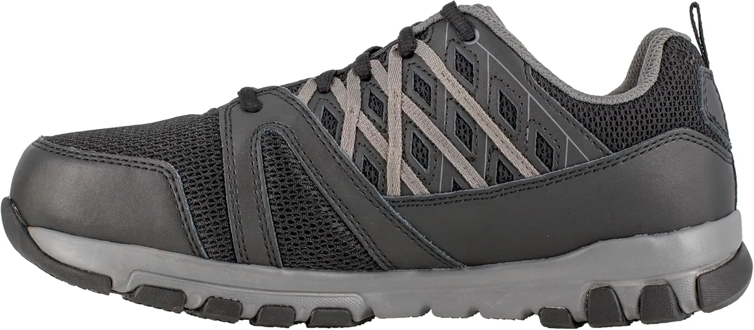 Reebok Men's Rb4016 Sublite Steel Toe Athletic Work Shoe Black with Grey Trim Safety