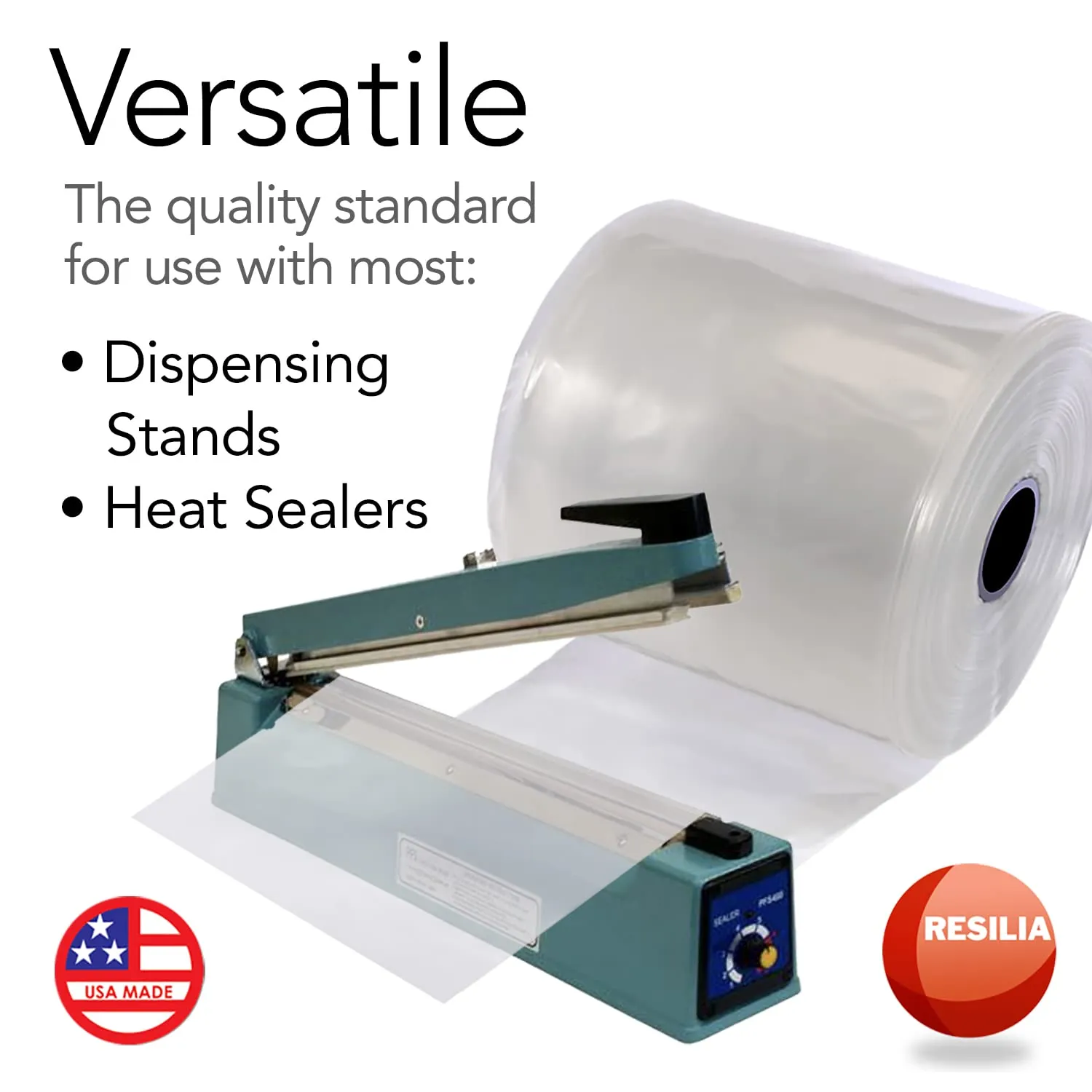 RESILIA Lay Flat Poly Tubing - Food-Grade Polyethylene, Custom Poly Bag Packaging Solution, 12 Inches x 500 Feet, 2-Mil Thickness, 1 Roll, Made in the USA