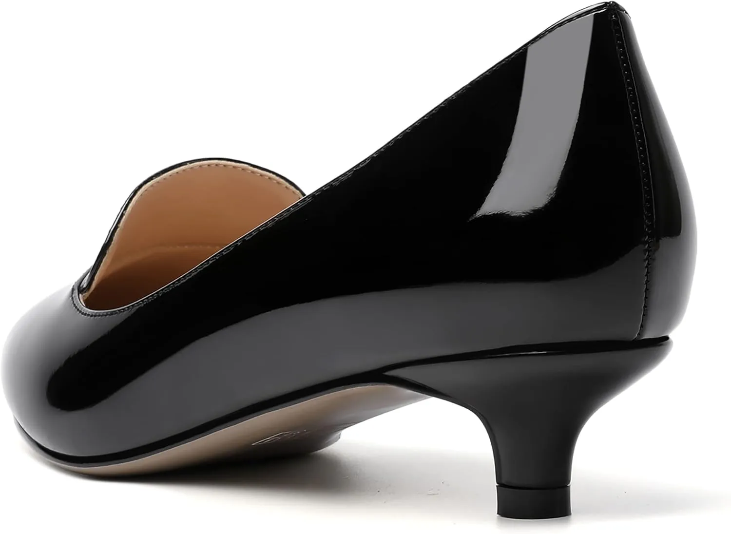 ROSERWISH Womens Office Slip On Pointed Toe Patent Casual Work Kitten Low Heel Pumps Dress Shoes 1.5 Inch