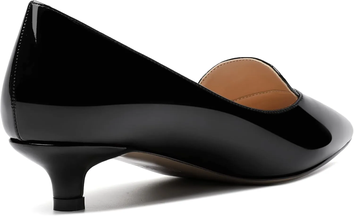 ROSERWISH Womens Office Slip On Pointed Toe Patent Casual Work Kitten Low Heel Pumps Dress Shoes 1.5 Inch