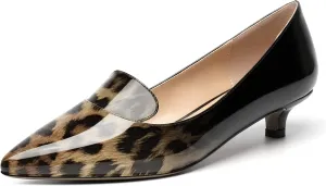 ROSERWISH Womens Office Slip On Pointed Toe Patent Casual Work Kitten Low Heel Pumps Dress Shoes 1.5 Inch