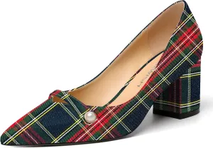 ROSERWISH Womens Patent Party Pointed Toe Slip On Fashion Casual Block Mid Heel Pumps Dress Shoes 2.5 Inch