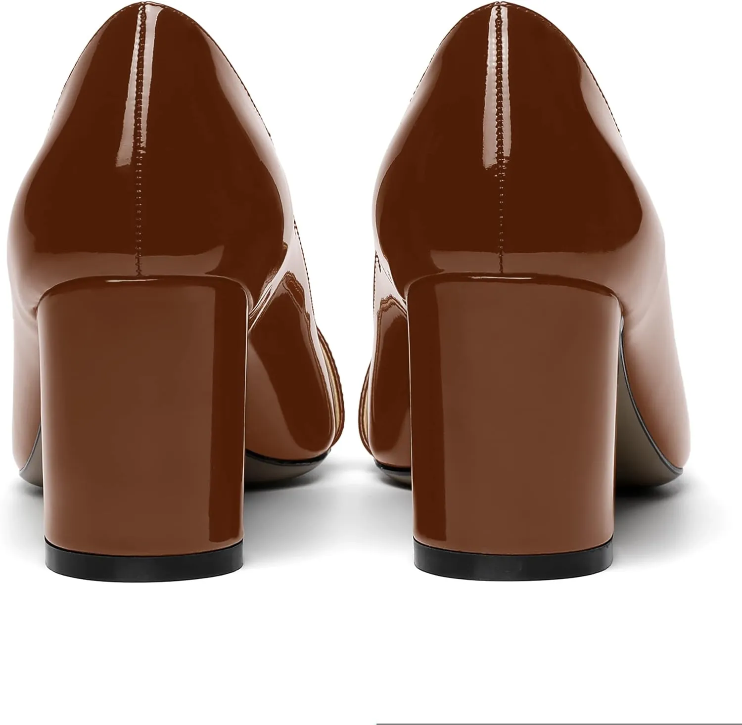 ROSERWISH Womens Patent Party Pointed Toe Slip On Fashion Casual Block Mid Heel Pumps Dress Shoes 2.5 Inch