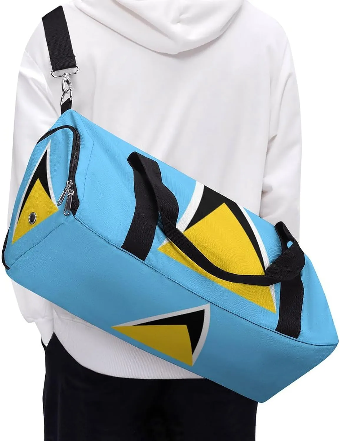 Saint Lucia Flag Gym Duffel Bag for Men Women Shoe Compartment Waterproof Lightweight Weekender