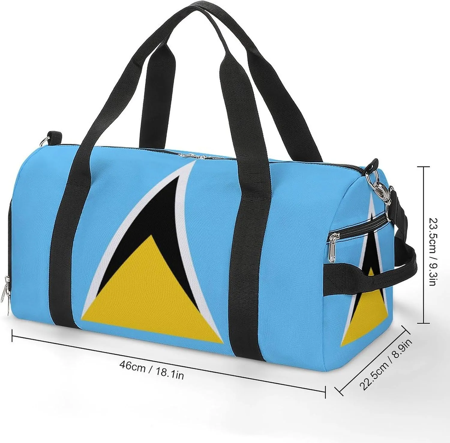 Saint Lucia Flag Gym Duffel Bag for Men Women Shoe Compartment Waterproof Lightweight Weekender