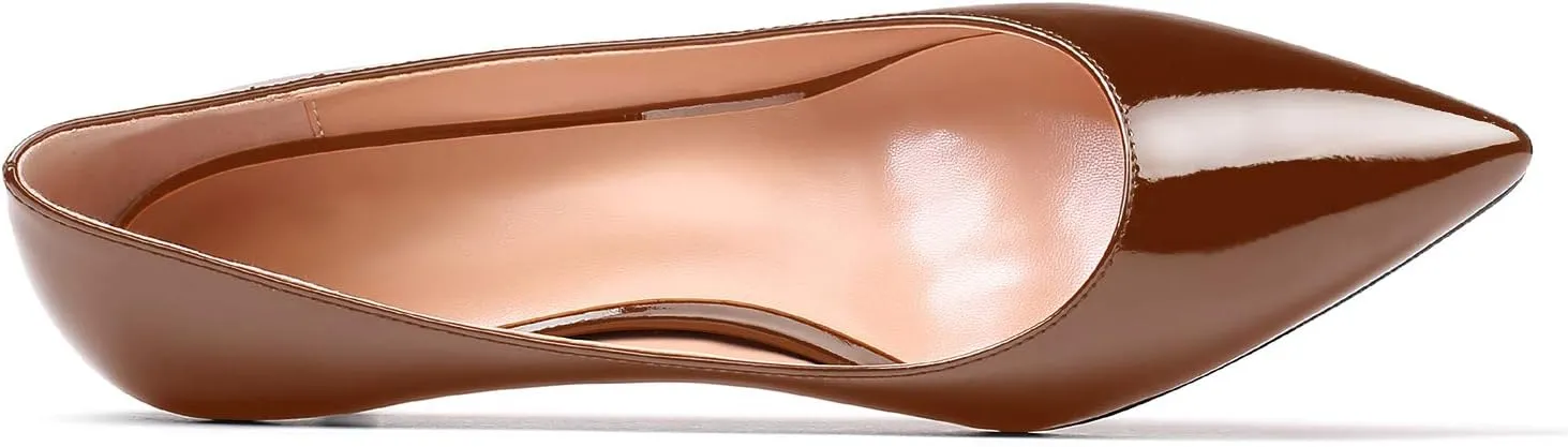 SAMMITOP Women's Pointed Toe Pumps Classic Kitten Heel Shoes Slip On Office Business Shoes
