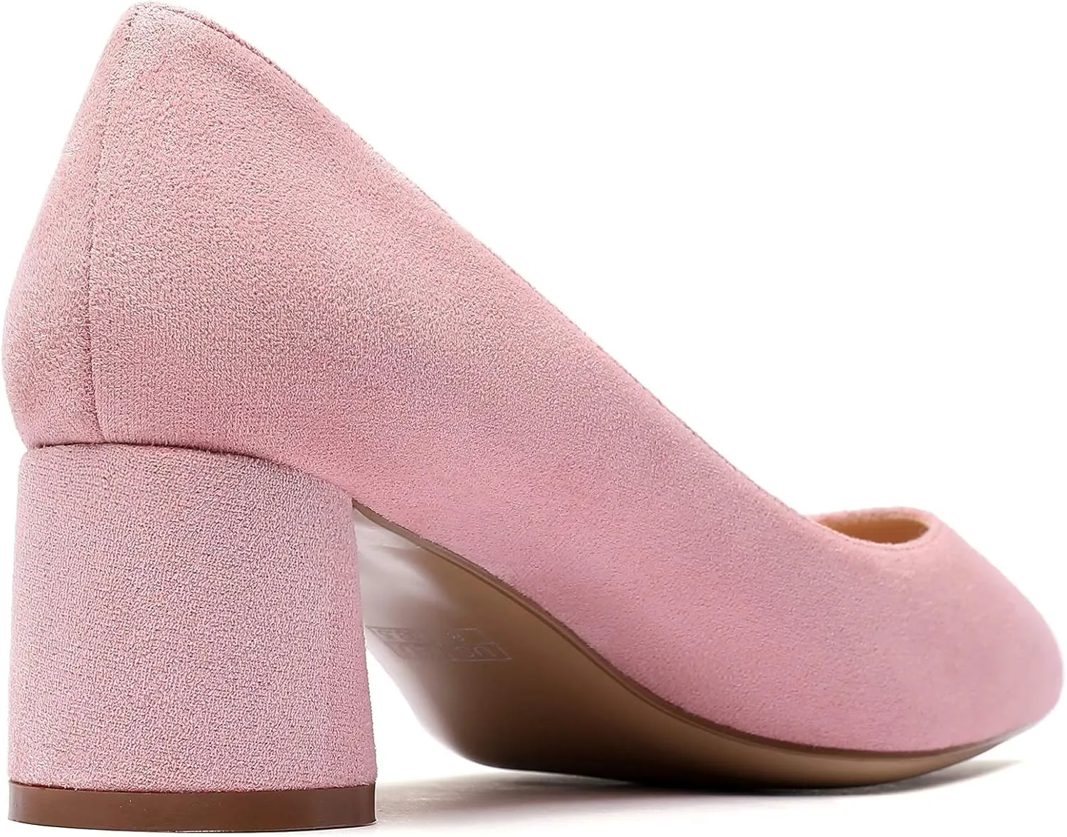 SAMMITOP Women's Women's Chunky Heels Slip-on Pumps Comfortable Leather Mid Heel Pointed Toe Block Office Classic Shoes 5 cm Heel