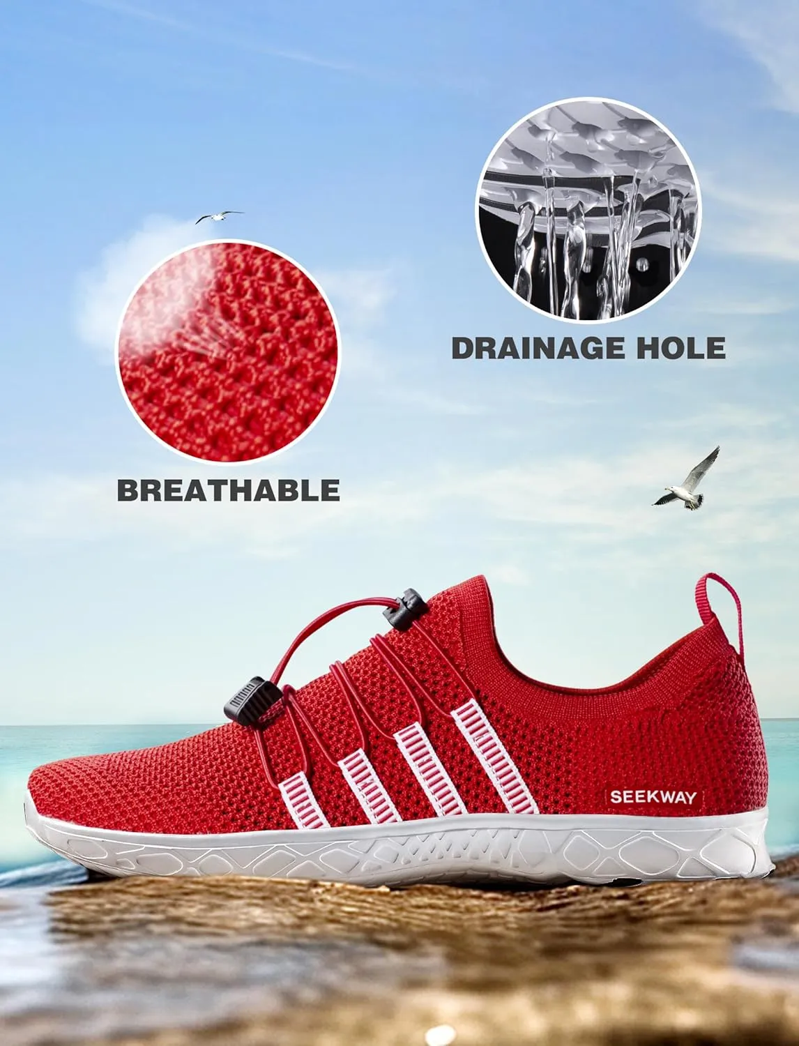 SEEKWAY Mens Womens Water Shoes Quick Dry Aqua Shoes Barefoot for Beach Surf Hiking Pool Water Sports