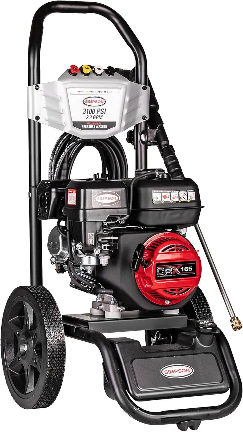 Simpson Cleaning 3100 PSI Gas Pressure Washer, 2.3 GPM Power Washer for Residential Use, CRX165 Engine, 25-Foot Hyflex Hose, MegaShot, 49-State (MS61222-S)