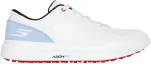 Skechers Golf Women's Drive 6 Arch Leather Relaxed Fit Waterproof Golf Shoe Sneaker, White/Blue, 10
