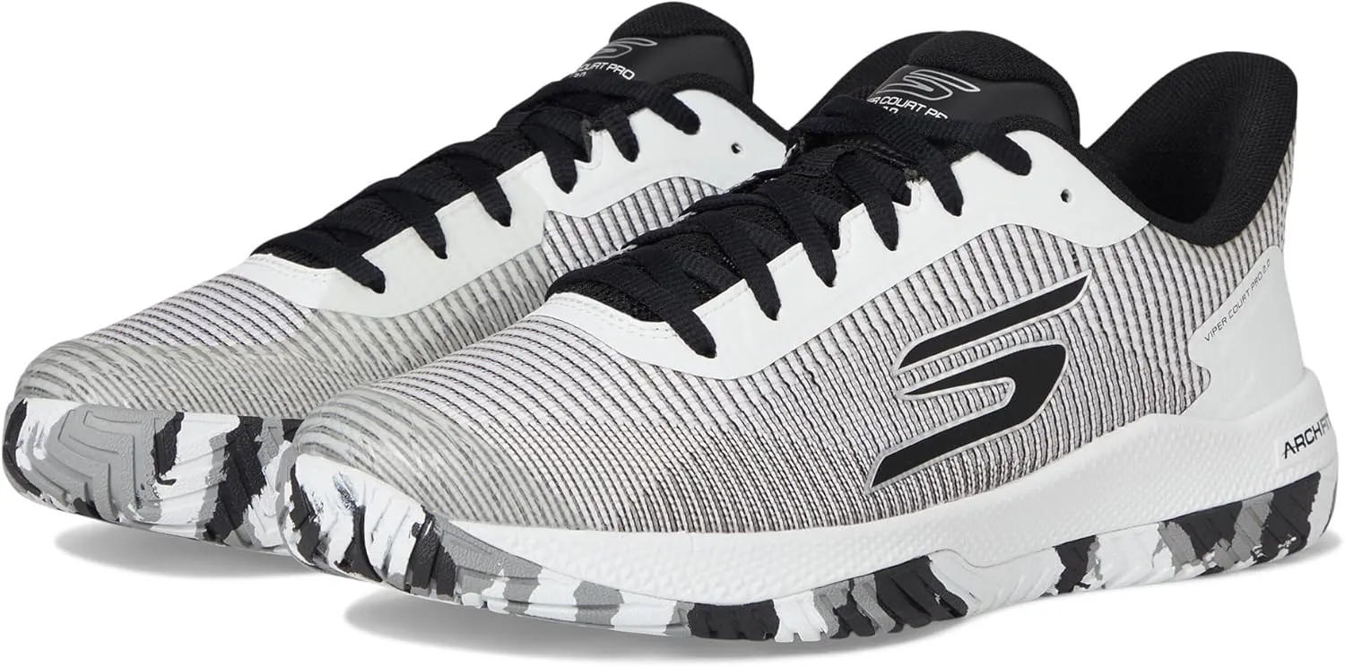 SKECHERS Men's Pickleball Viper Court Pro 2.0 Sneaker, White/Black, 9