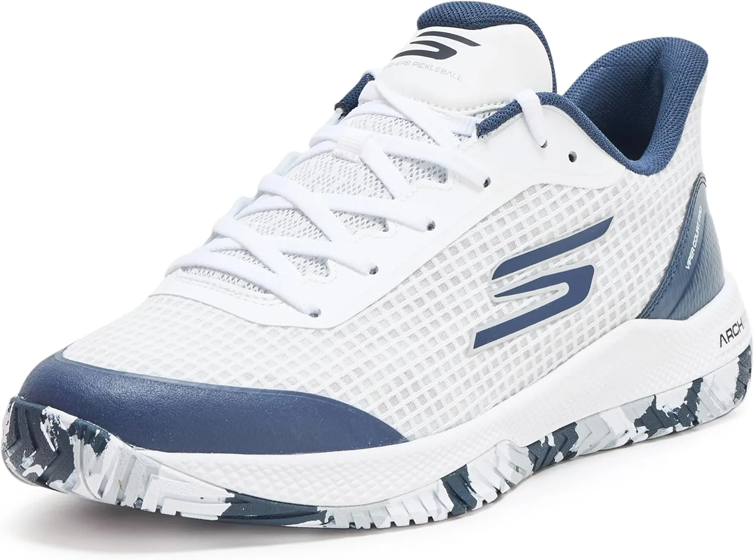 SKECHERS Men's Pickleball Viper Court Pro Sneaker, White/Navy, 10