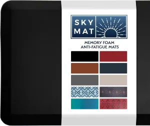 Sky Solutions Anti Fatigue Floor Mat - 3/4" Thick Cushioned Kitchen Rug, Standing Desk Mat - Comfort at Home, Office, Garage - Non Slip, Durable and Stain Resistant (20" x 39", Black)