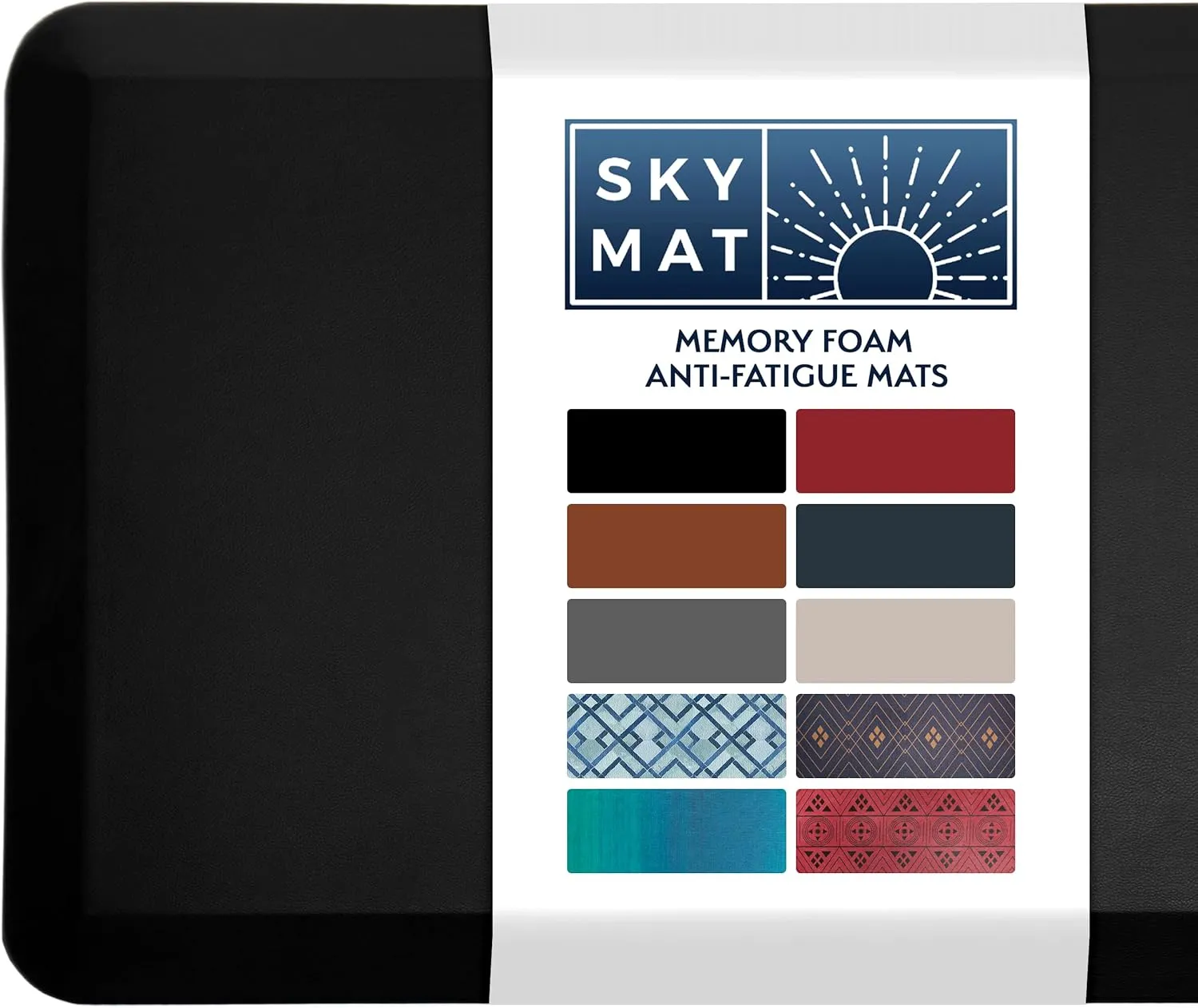 Sky Solutions Anti Fatigue Floor Mat - 3/4" Thick Cushioned Kitchen Rug, Standing Desk Mat - Comfort at Home, Office, Garage - Non Slip, Durable and Stain Resistant (20" x 39", Black)