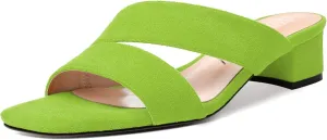 SKYSTERRY Womens Casual Open Toe Evening Suede Slip On Chunky Low Heel Heeled Sandals 1.5 Inch