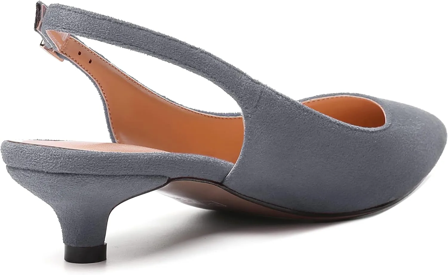 SKYSTERRY Womens Casual Pointed Toe Suede Slip On Wedding Slingback Kitten Low Heel Pumps Shoes 1.5 Inch