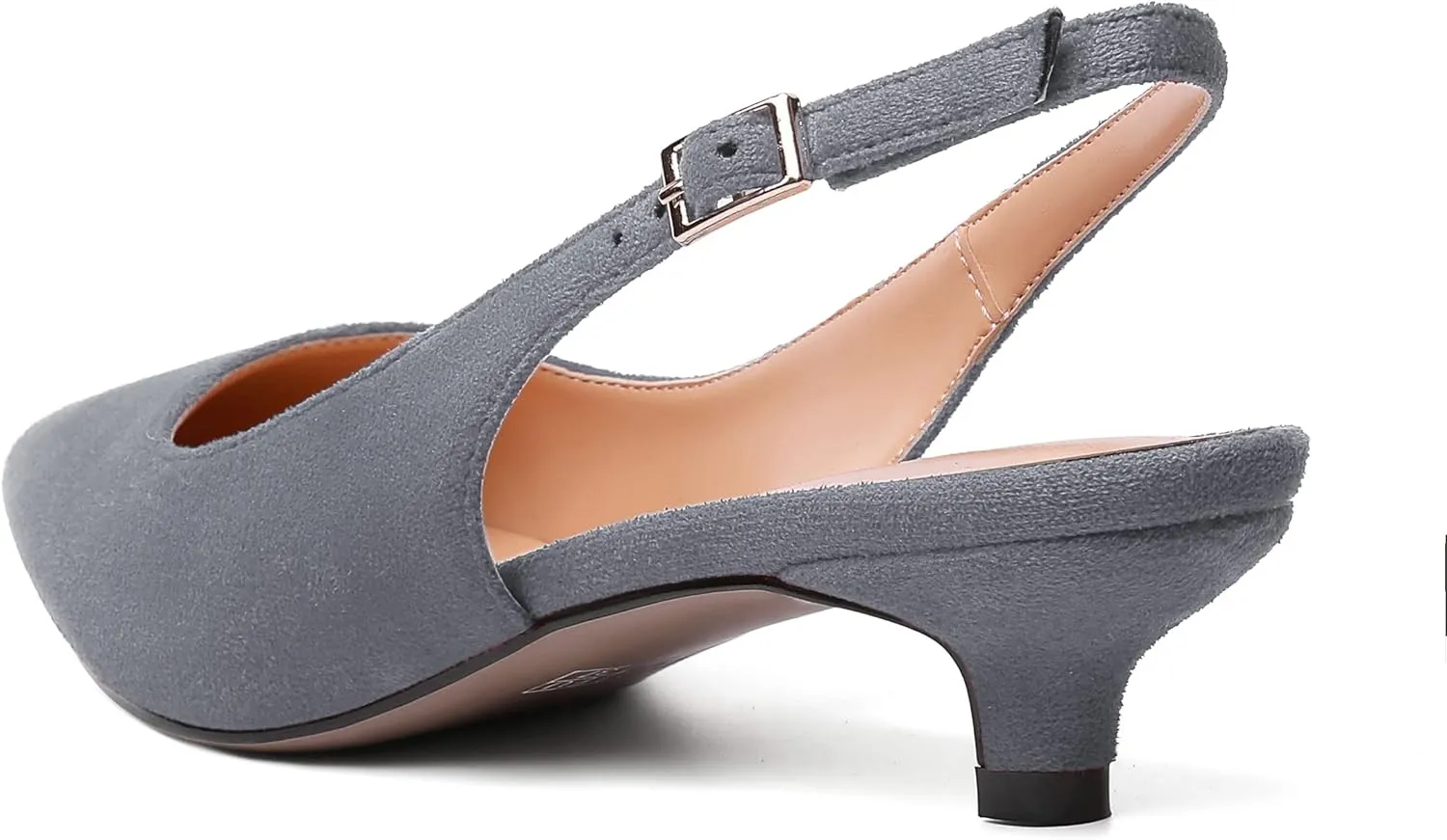 SKYSTERRY Womens Casual Pointed Toe Suede Slip On Wedding Slingback Kitten Low Heel Pumps Shoes 1.5 Inch