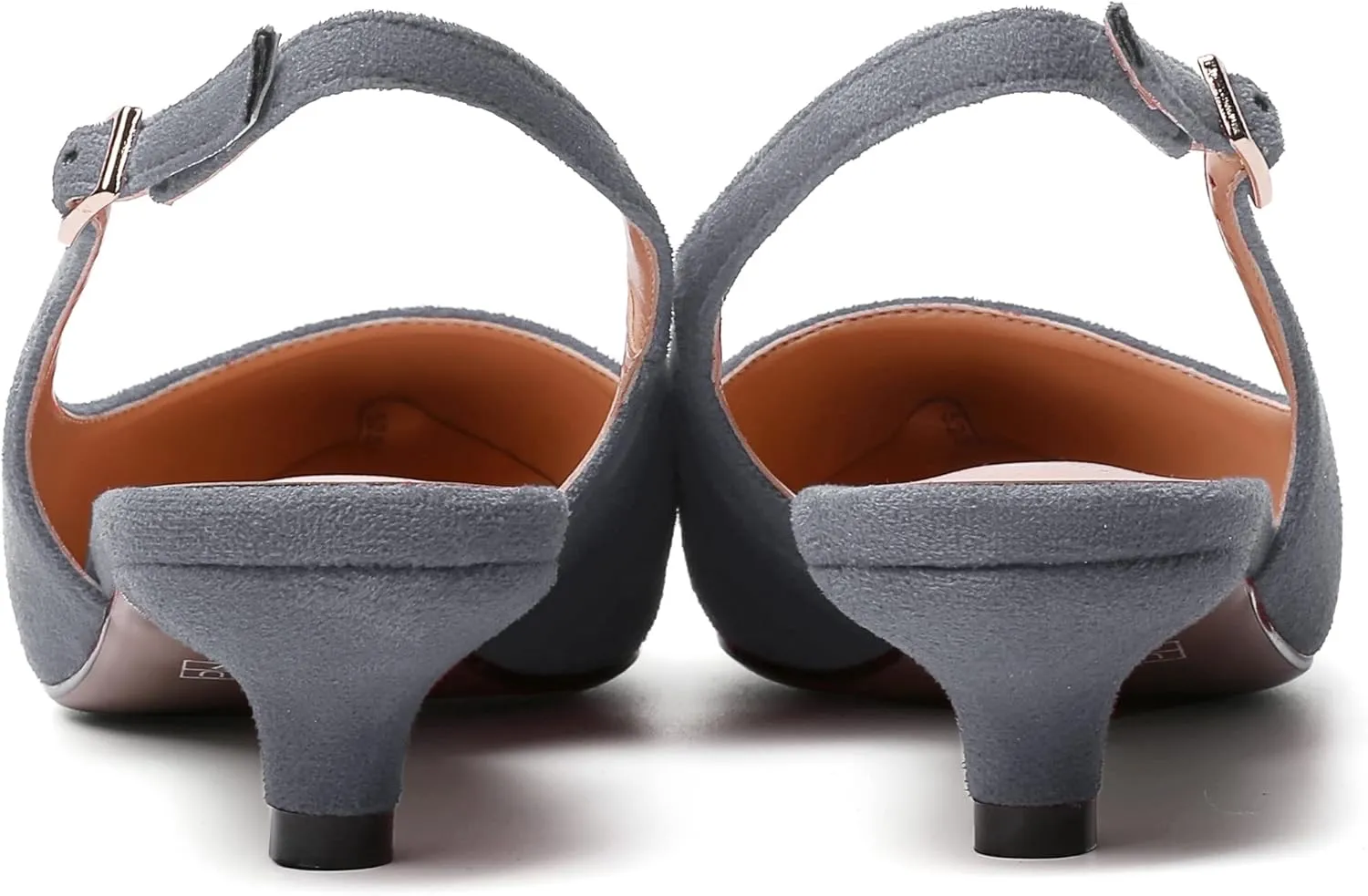 SKYSTERRY Womens Casual Pointed Toe Suede Slip On Wedding Slingback Kitten Low Heel Pumps Shoes 1.5 Inch
